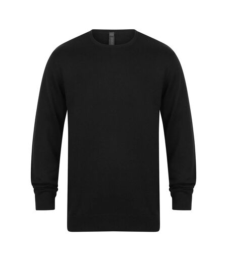 Henbury Mens Cotton Acrylic Crew Neck Sweatshirt (Black)
