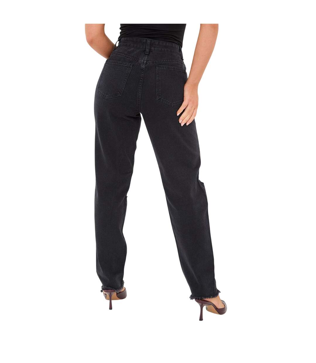Womens/ladies Cotton Denim Mom Jeans Black I Saw It First-3
