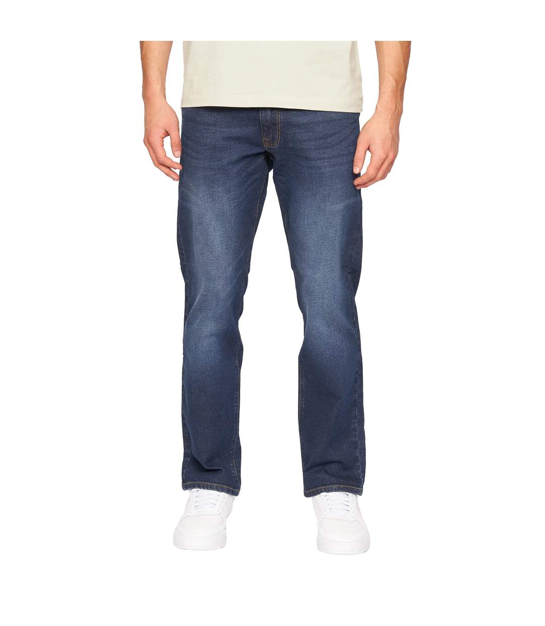 Jean Cadman Homme Bleu Foncé Délavé Crosshatch-2