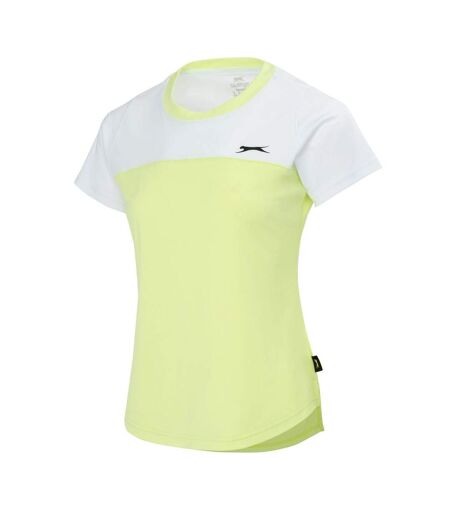 T-shirt Court Femme Blanc Vert Clair Slazenger