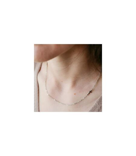 Silver and Gold Sideways Dainty Cross Minimalist Choker Necklace