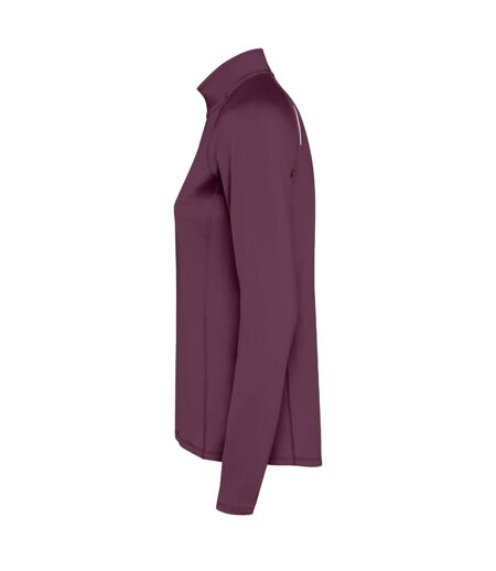 Womens/ladies estambul quarter zip long-sleeved sweatshirt plum red Roly