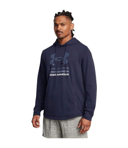 Sweat À Capuche Motif/style Graphique Rival Terry Homme Bleu Under Armour