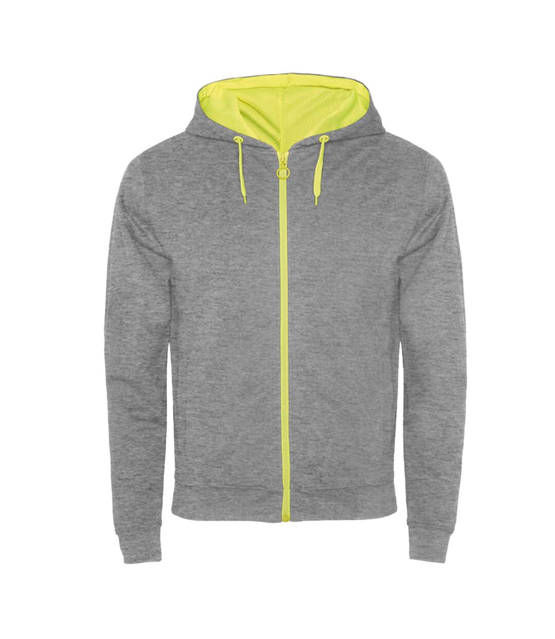 Veste De Survêtement Fuji Adulte Gris Chiné Jaune Fluo Roly-1