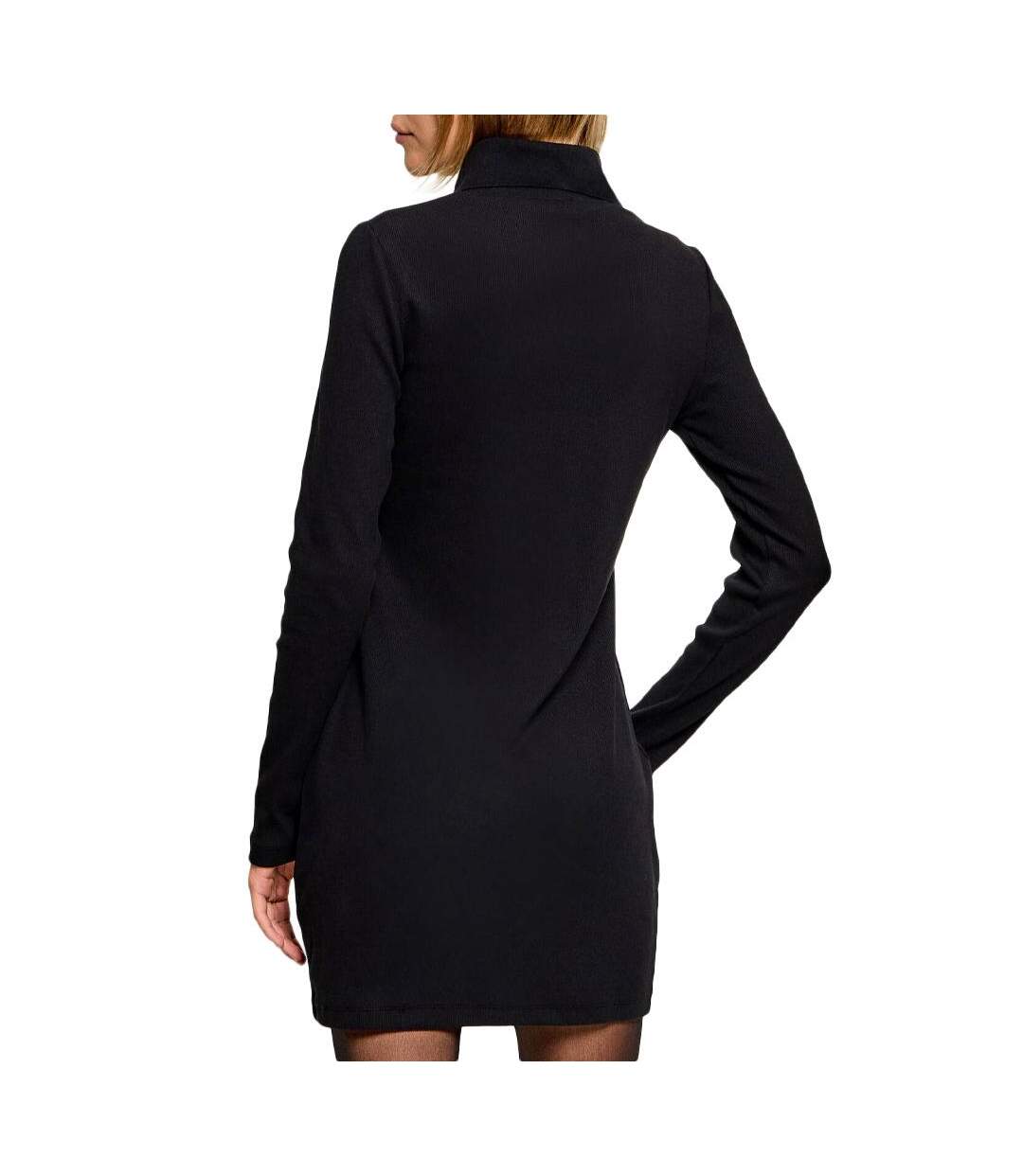 Robe noire femme calvin klein jeans woven label-2