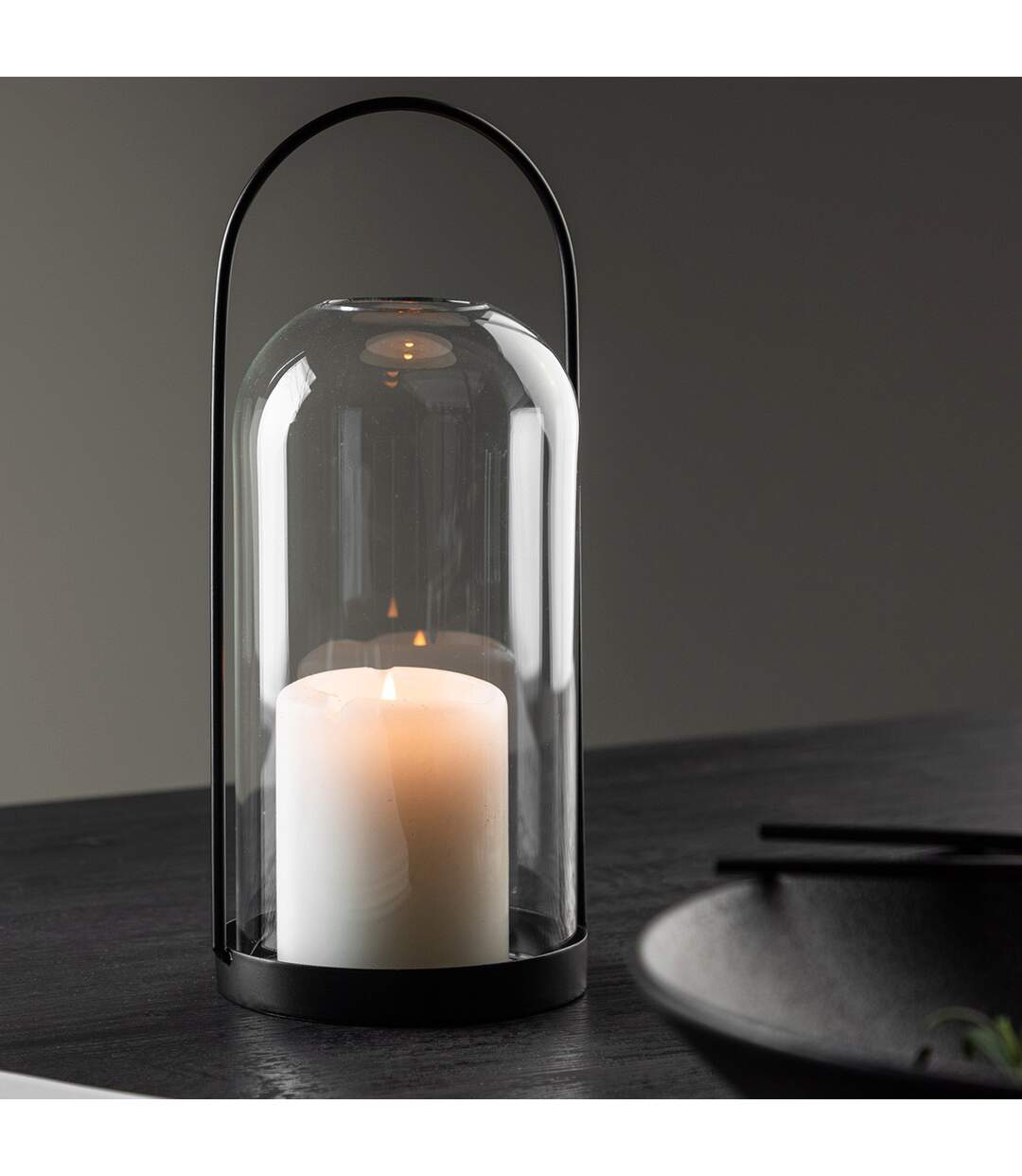 Lanterne Design en Verre Flora 25cm Noir-4
