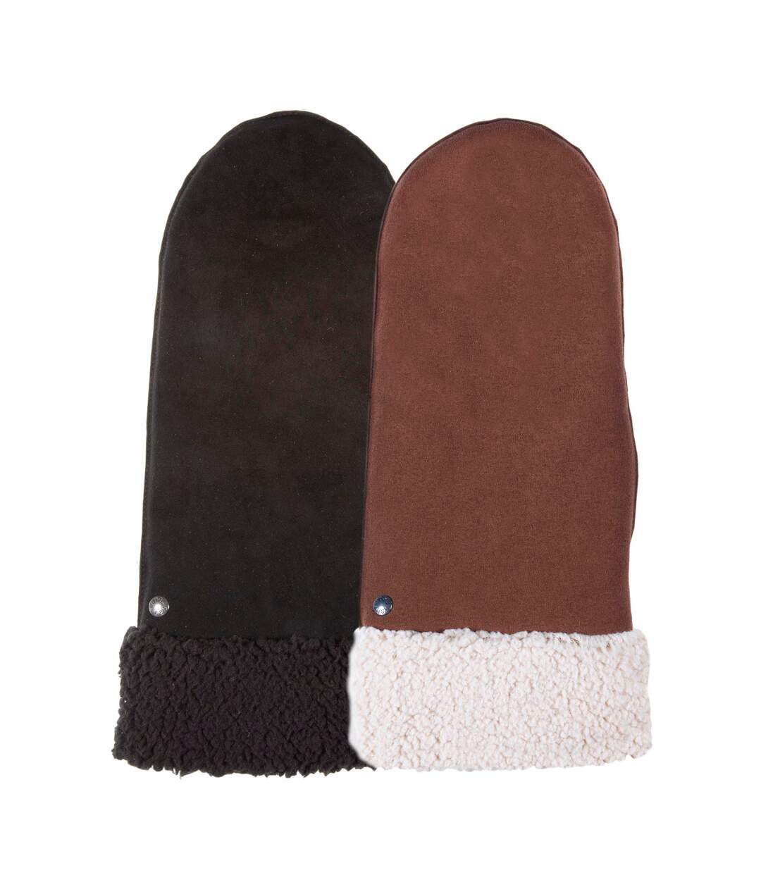 Isotoner Gants femme en cuir de chèvre velours, doublés imitation fourrure-3