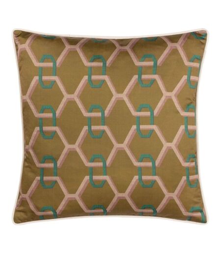 Carnaby satin chain geometric cushion cover 45m x 45cm bronze Paoletti