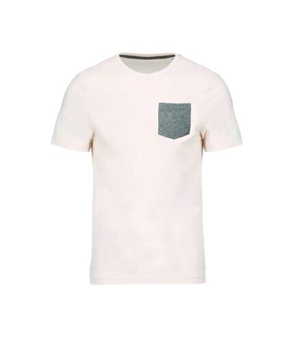 T-shirt manches courtes avec poche - K375 - beige - homme - coton bio