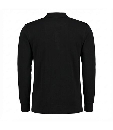 Mens Pique Long-sleeved Polo Shirt Black Kustom Kit