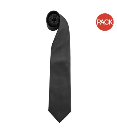 Premier Mens “Colours” Plain Fashion / Business Tie (Pack of 2) (Black) (One Size) - UTRW6935