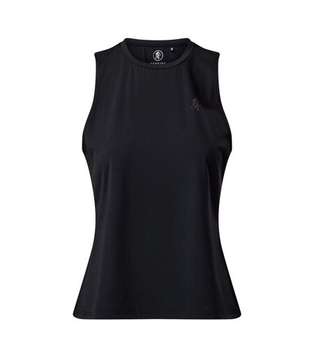Womens/ladies Victory Split Hem Tank Top Black Gym King
