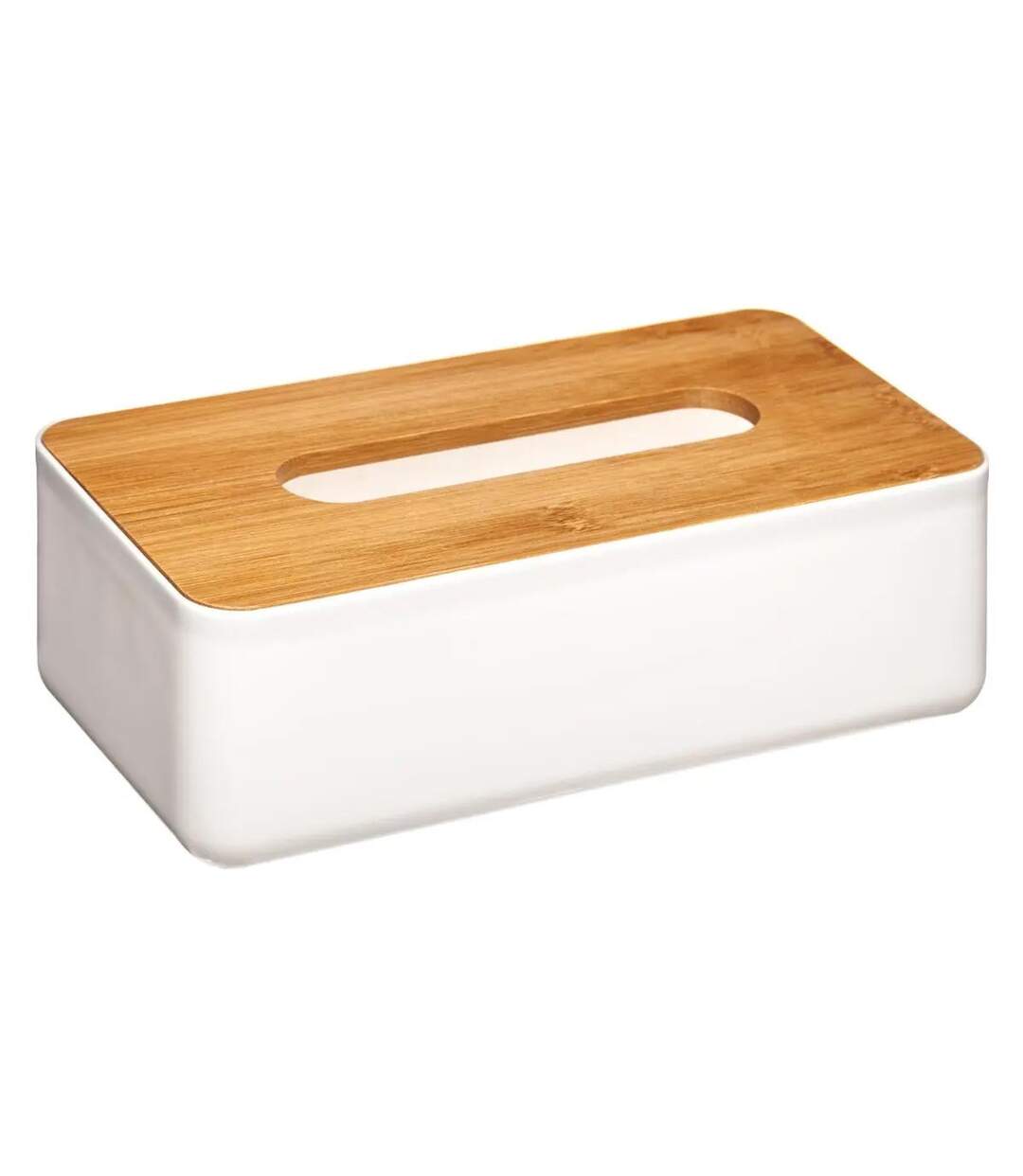 Boîte à Mouchoirs en Bambou Natureo 26cm Blanc-1