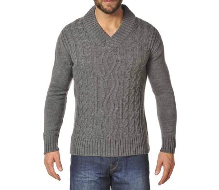 Pull col croisé 30% laine PILOT1