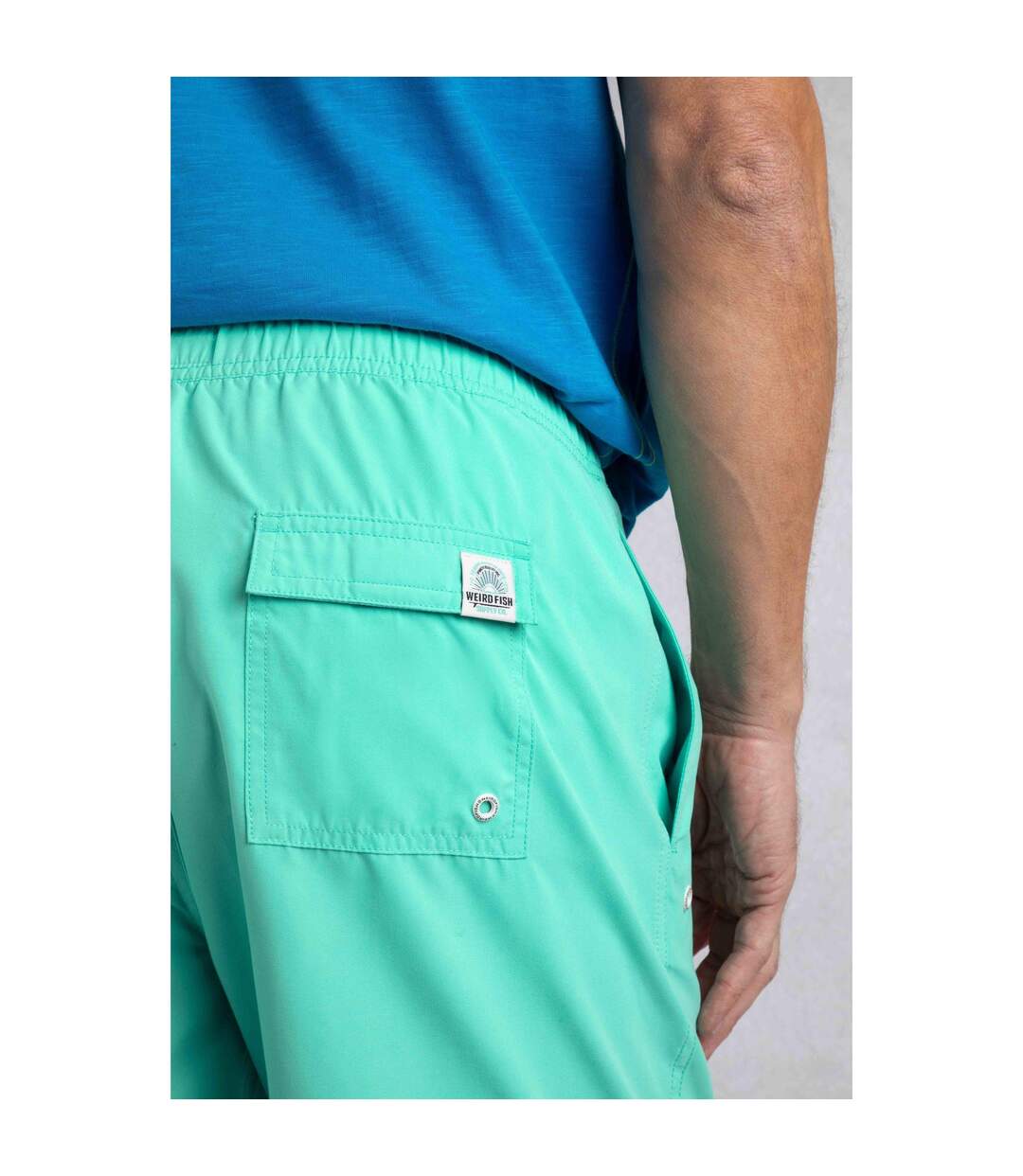 Mens banning recycled polyester eco friendly swim shorts aqua marine Weird Fish-4