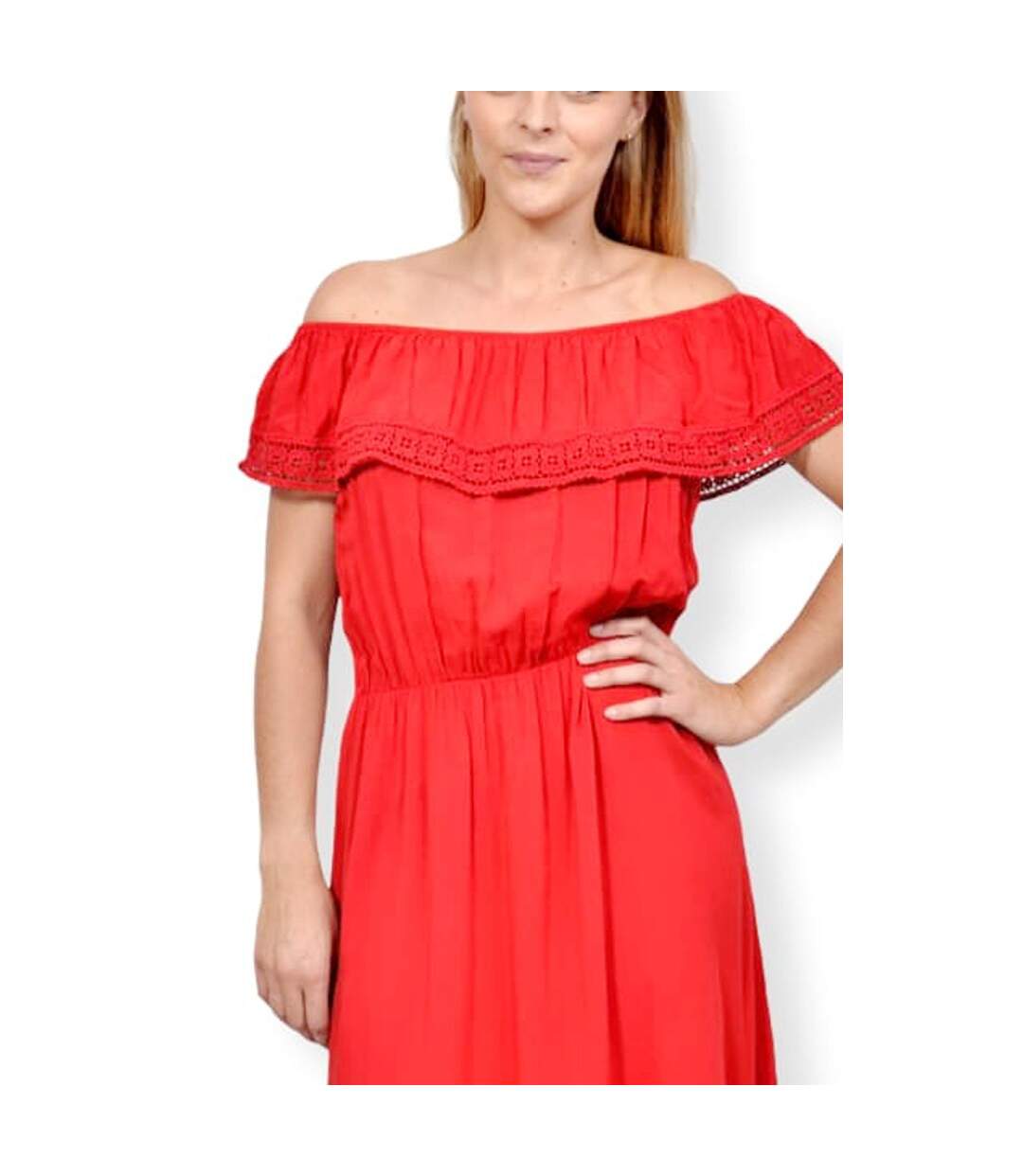 Robe femme - Sans manche - couleur  rouge - Longueur genoux