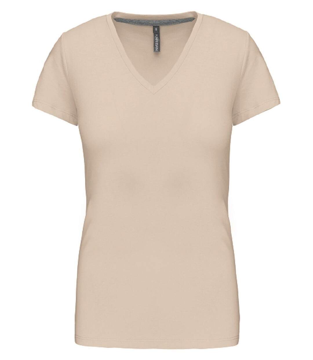 T-shirt manches courtes col V - K381 - beige - femme