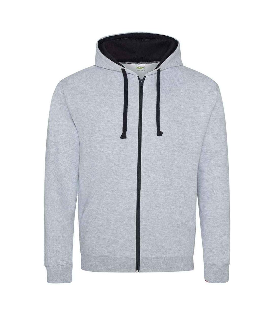 Veste à capuche varsity homme gris chiné / bleu marine français Awdis