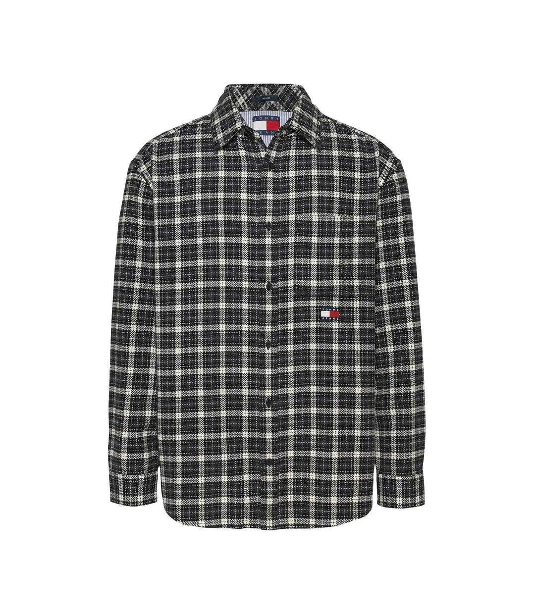 Mens Badge Flannel Pocket Shirt Black Tommy Jeans-2