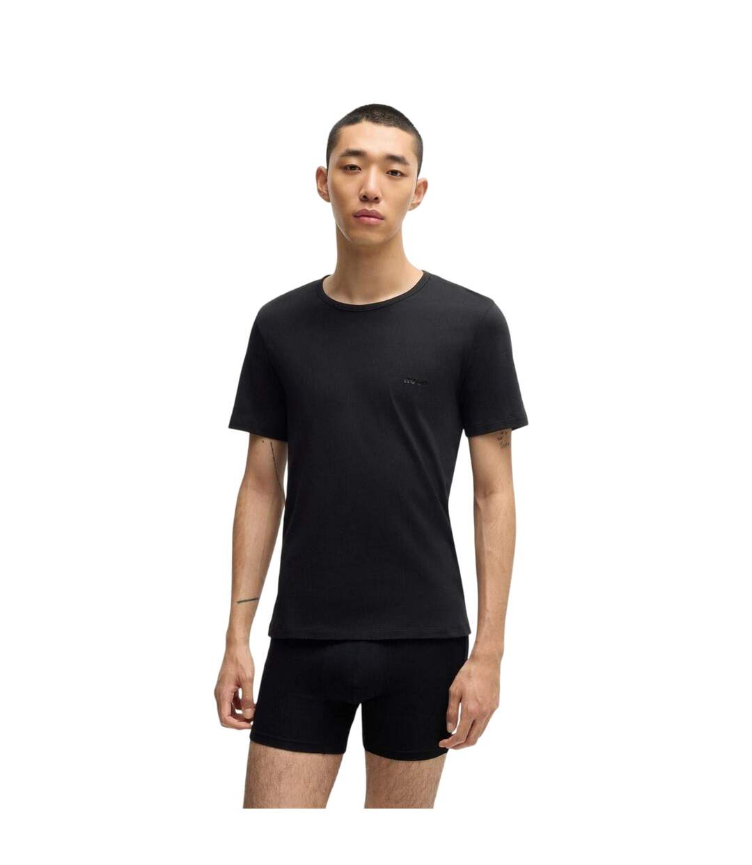 Pack Of 3  Mens Plain Pyjama Top  Black Hugo-1