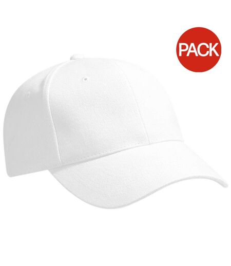 Lot de 2  casquettes de baseball 100% coton adulte blanc Beechfield