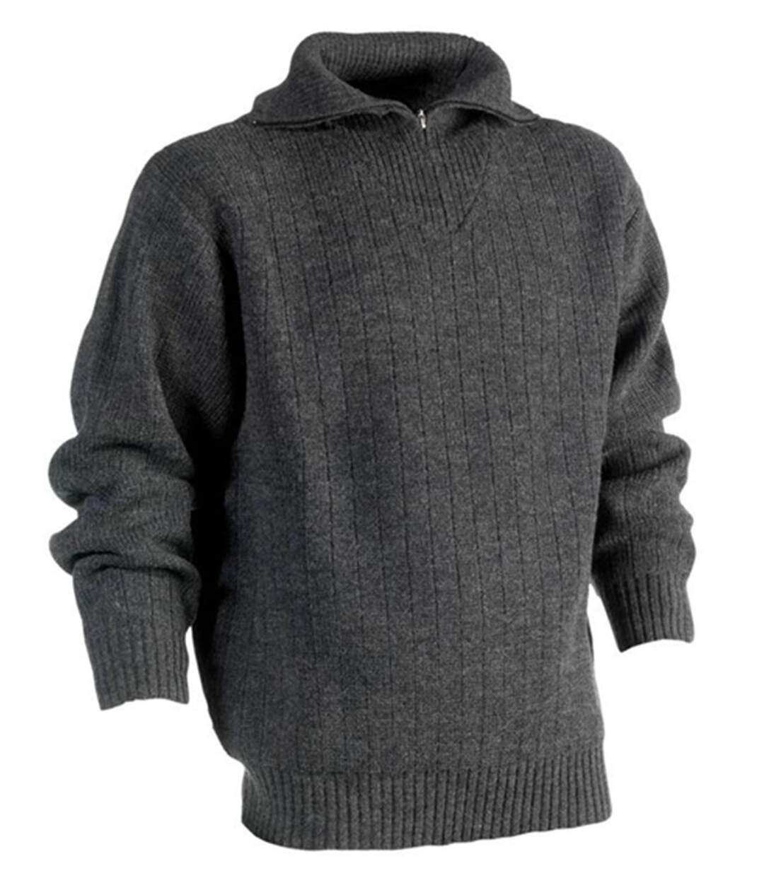 Pull de travail col montant zippé - Homme - HK330 - gris