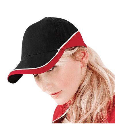 Beechfield Unisex Teamwear Competition Cap Baseball / Headwear (Pack of 2) (Black/Classic Red/White) - UTRW6722