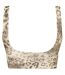 Womens/ladies Pro Leopard Print V Neck Slim Sports Bra Brown USA-3