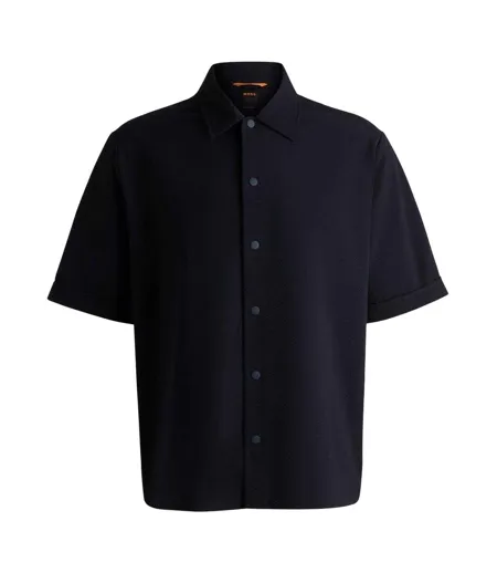 Chemise Manches Courtes Lapoully Homme Bleu Foncé Boss