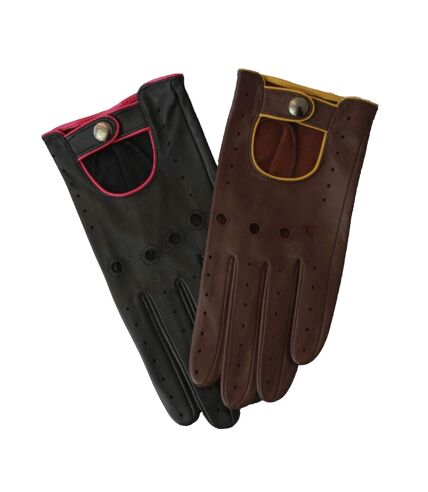 Eastern Counties Leather Womens/Ladies Driving Gloves (Brown/Ochre)