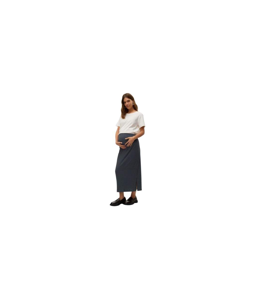 Womens/ladies Textured Knit Maternity Tube Skirt Stormy Weather Mamalicious-1