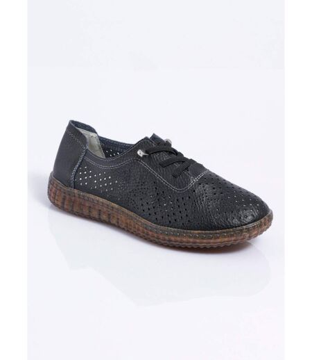 Baskets lacées cuir perforé largeur standard