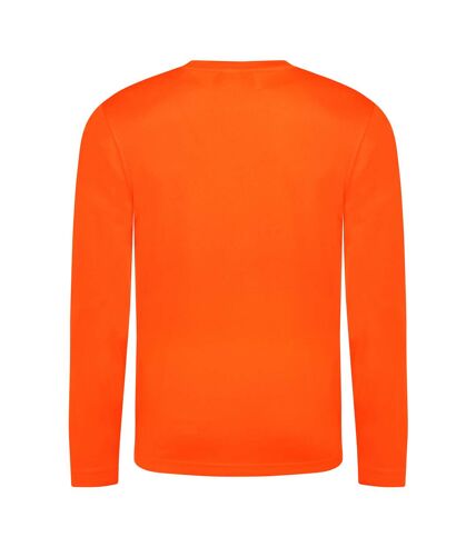 Just Cool Mens Long Sleeve Cool Sports Performance Plain T-Shirt (Electric Orange) - UTRW684