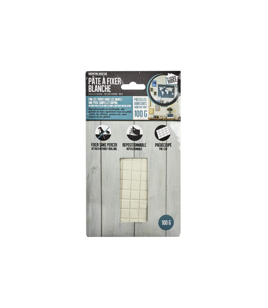 Pâte à Fixer Adhésive Réutilisable 12cm Blanc-3