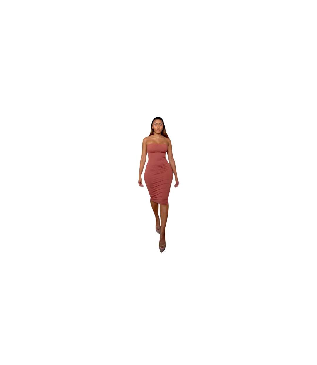 Robe Moulante Femme Rouge Pastel Honeyz-1