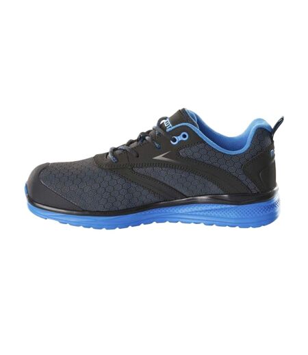 Mens Footwear Carbon Leather Safety Shoes Black Royal Blue Mascot