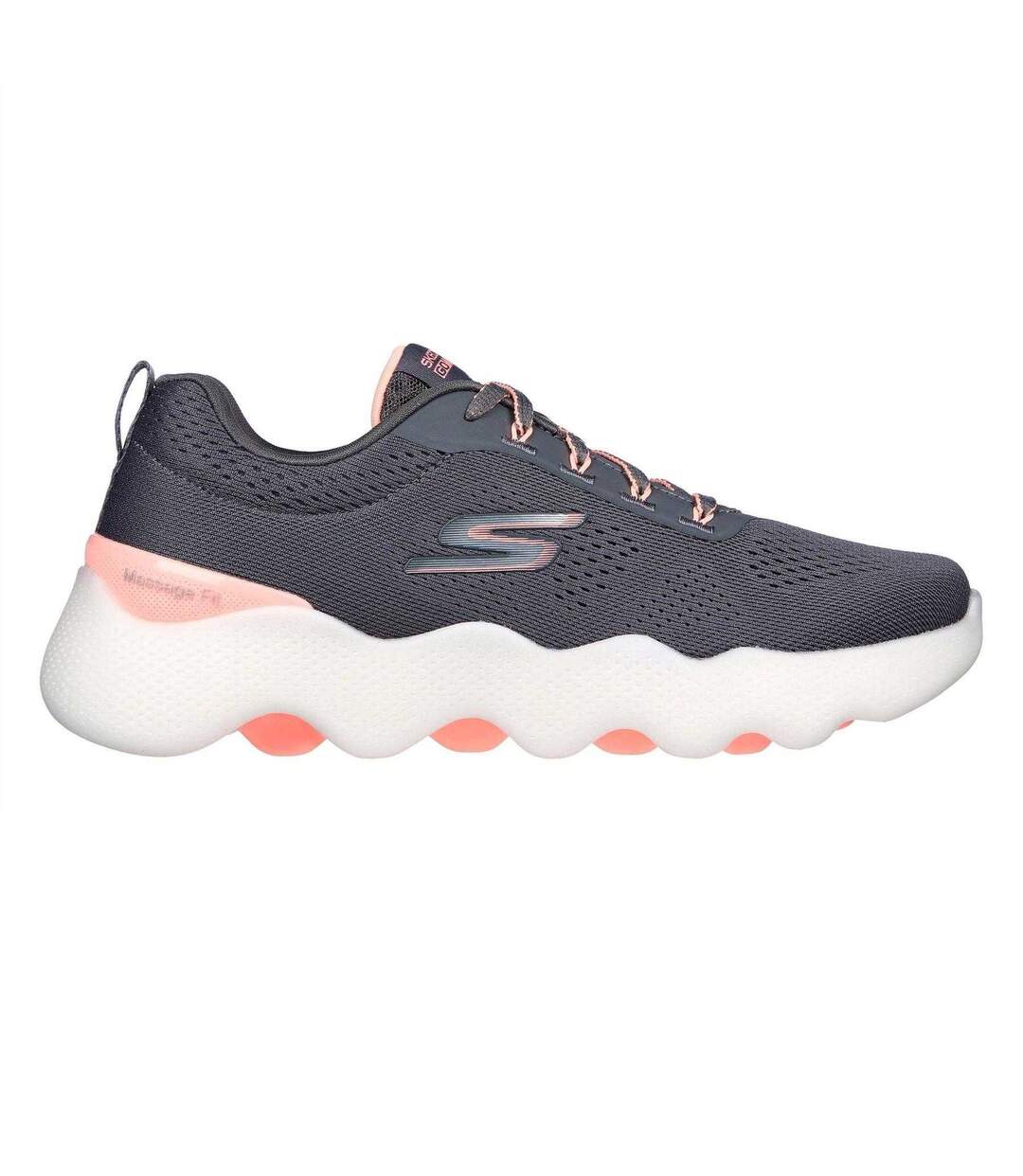 Womens/ladies Go Walk Mesh Trainers Grey Pink Skechers-1