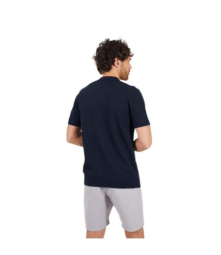 Mens Knitted Button-down Short-sleeved Polo Shirt Midnight Navy Brave Soul