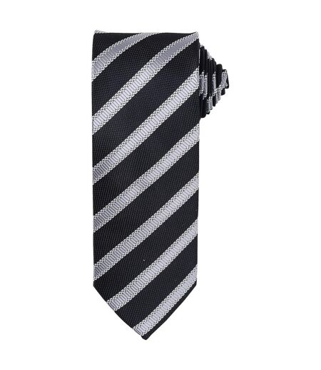 Premier Mens Stripe Waffle Tie (Black/Dark Grey) (One Size)