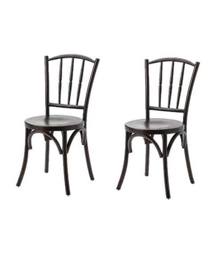 Lot de 2 chaises Bistrot en bois - Marron foncé