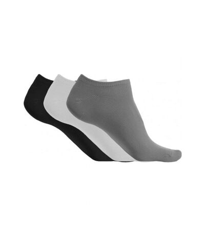 pack 3 paires socquettes microfibres - PA033 - gris - blanc - noir