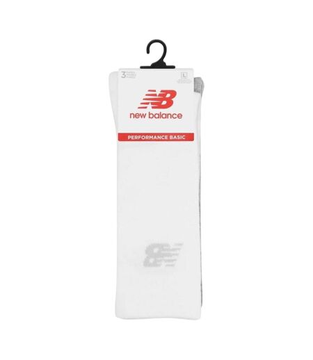 Pack Of 3  Unisex Adult Logo Crew Socks  White Multicoloured New Balance