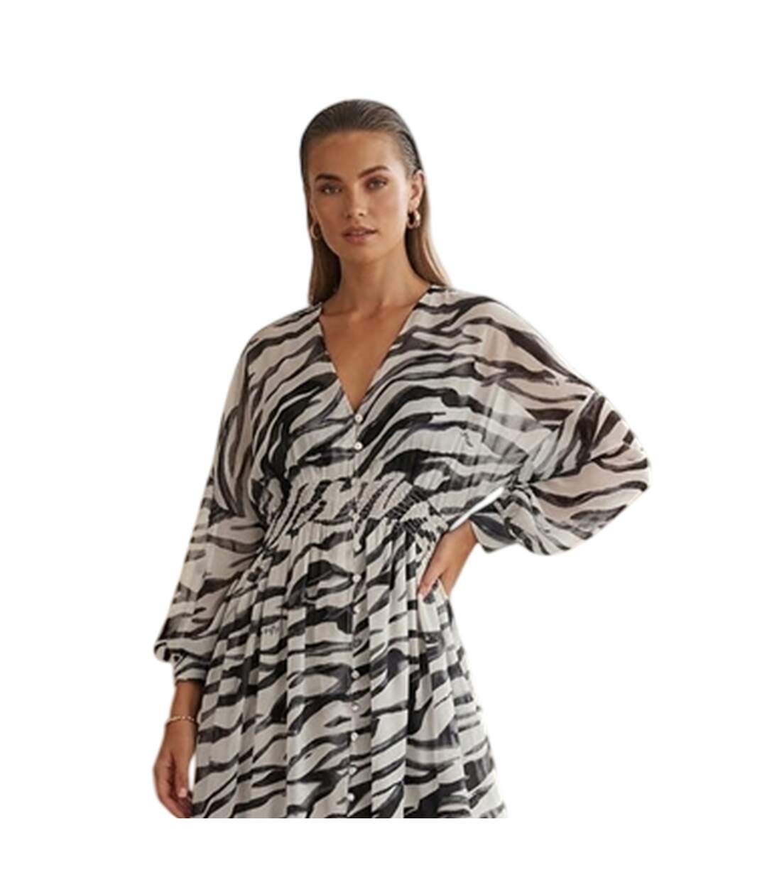 Womens/ladies Little Mistress Zebra Print Maxi Dress White Black Biba-4