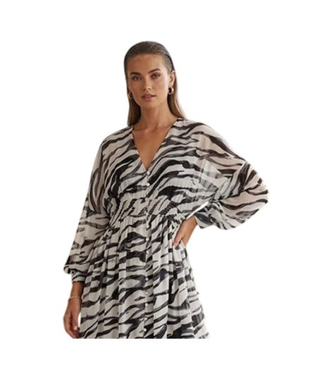 Womens/ladies Little Mistress Zebra Print Maxi Dress White Black Biba