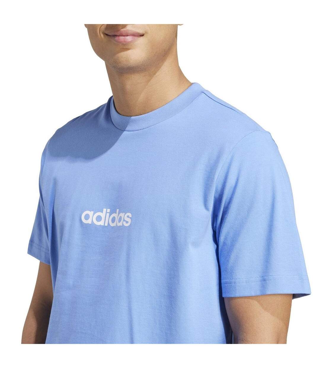T-shirt Motif/style Linéaire Essentials Homme Bleu Blanc Adidas-4