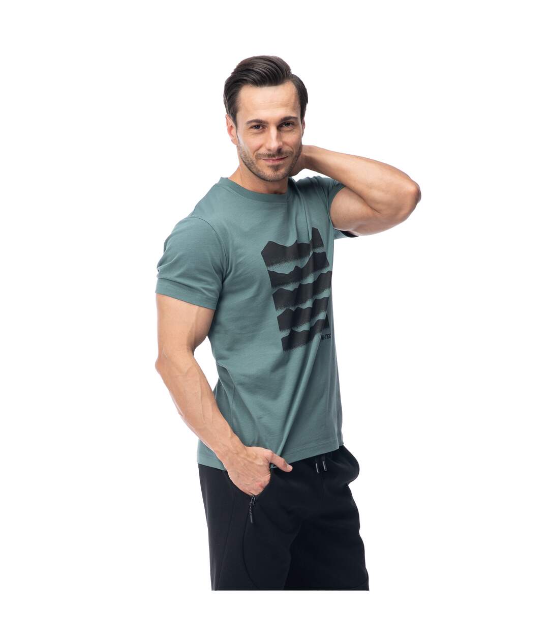 T-shirt Amezo Homme Vert Sarcelle Foncé Hi-Tec-1