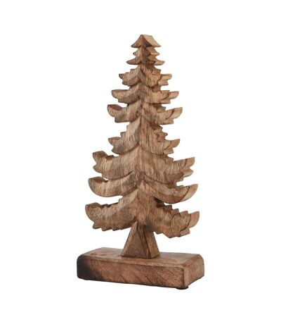 Wooden christmas tree decoration 50cm x 6cm x 16cm brown Hill Interiors