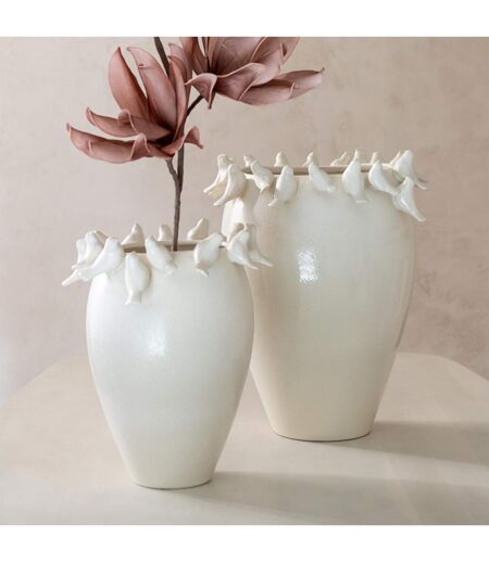 Vase Déco en Argile Budgie 50cm Blanc