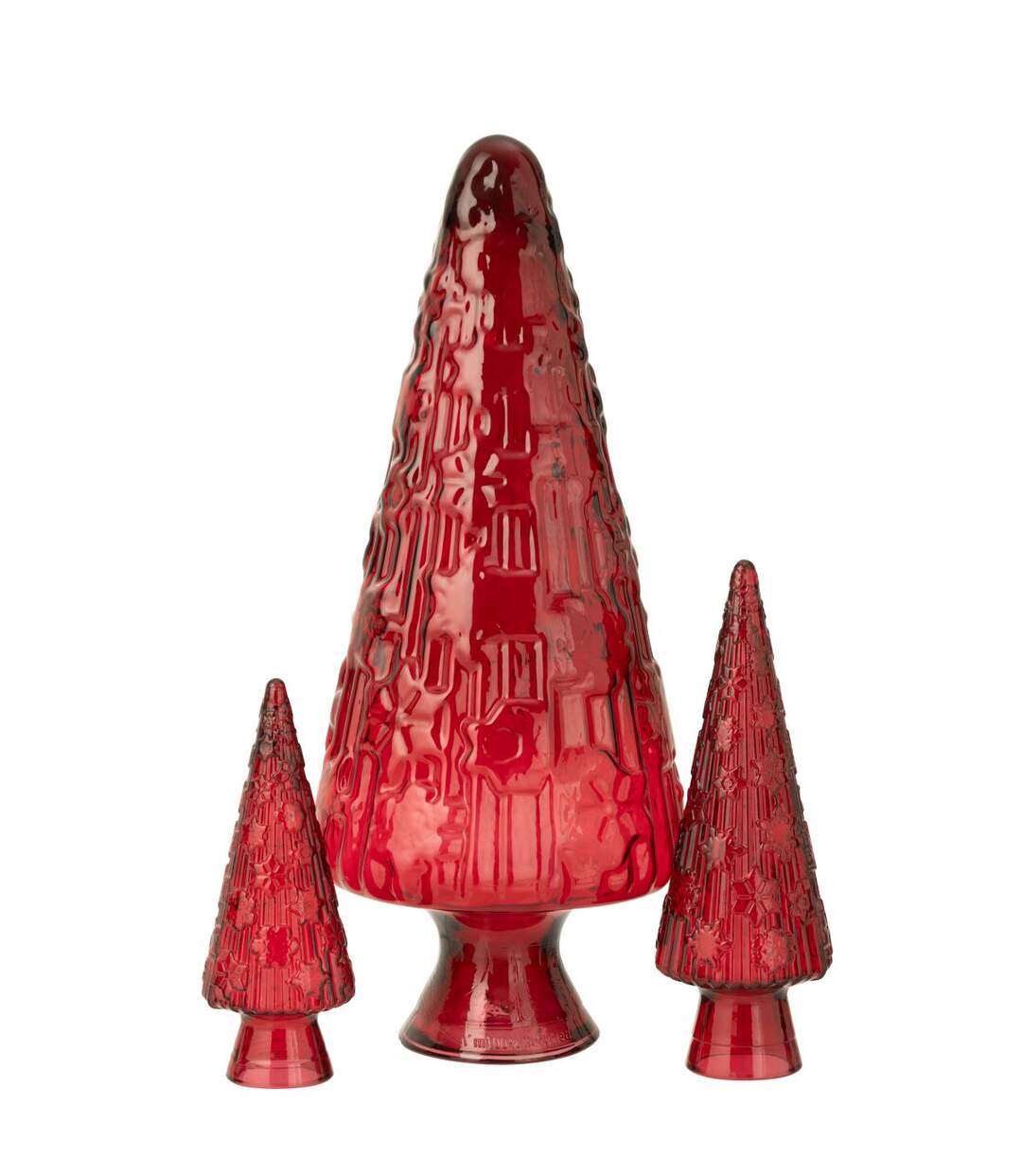 Sapin de Noël en Verre Cône 34cm Rouge-2