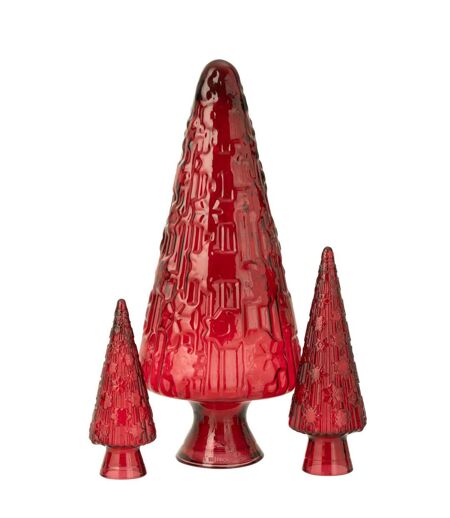 Sapin de Noël en Verre Cône 34cm Rouge